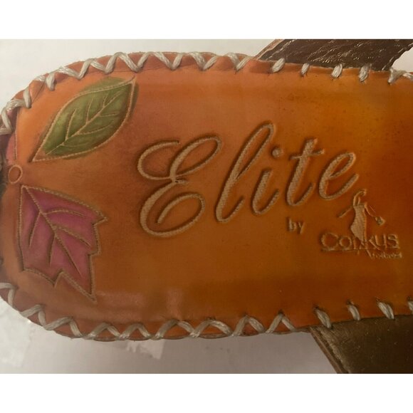 Elite Corkys Sweet Orange Leather Embellished Wedge Heel Slide Sandals 8 - Picture 11 of 12
